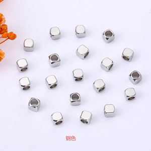 Stainless Steel Square Beads 6mm Spacer For <b>Bracelet</b> Making Jewelry Accessories Smooth <b>Metal</b> Beads Steel Color - Product Image 1