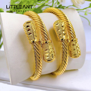 Khuyến mãi Trung Đông: Lắc tay vàng 21K mạ vàng đơn giản, có thể điều chỉnh, chất liệu đồng thau, thiết kế Dubai, dành cho nữ - Product Image 1