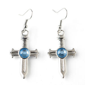 Nieuwkomers Kruis Hanger Ketting Oorbellen Set Mode Blauwe Kristallen Ketting Anime Kettingen Voor Vrouwen - Product Image 2