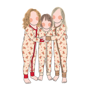 공장 핫세일 귀여운 만화 곰 프린트 아기 우주복 YKK 지퍼 우유 단백질 섬유 원단 부드럽고 편안한 신생아용 - Product Image 1