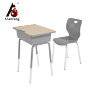 Bureaux et chaises d'école réglables en hauteur au design moderne, avec boîte à livres métallique ouverte, pour étudiants, utilisation dans la chambre/salon, certifiés CE