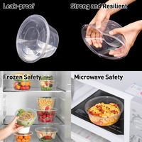 Conteneur PP personnalisé avec logo d'usine, couvercle, 300-1750 ml, jetable, compatible micro-ondes, anti-fuite, sans BPA, recyclable, bol à emporter, salade, repas