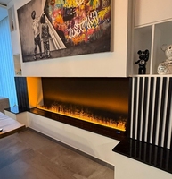 Chimenea de vapor de agua con decoración de madera interior de estilo europeo moderna, chimenea de Vapor Eléctrica Inteligente con llama de 64 colores
