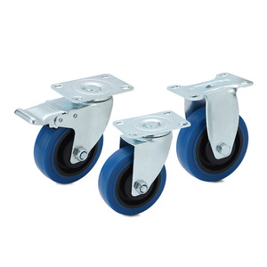 Blue TPR Swivel Caster Wheel Medium Size Dual Bearings Silent Industrial Casters - Product Image 4
