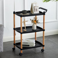 Chariot de rangement en plastique à 3 niveaux pour cuisine et salon, étagère de rangement en plastique avec roulettes