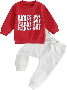 Bestes neues Produkt von 2024 rot lange Ärmel niedliche Jungs outfits kleine Jungs Kleidungssets für Muttertag