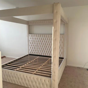 PZCN HOME Ensembles de couette à vendre ensemble de literie de luxe cadre de lit en bois King Size lit à baldaquin avec moustiquaire - Product Image 6