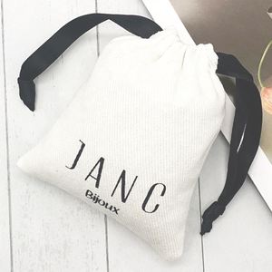 High Quality Muslin logo Jewelry Pouches <b>White</b> <b>Bags</b> for <b>Small</b> Ring Earring - Product Image 2