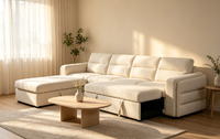 Canapé d'angle en L européen avec lit escamotable deux places et rangement, design moderne et écologique pour canapé Jld Furniture