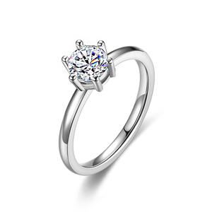 טבעת אירוסין משובצת יהלומים נירוסטה אירוסין טבעת אירוסין לתכשיטי חתונה - Product Image 2