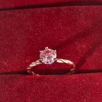 Bijoux fins, bague solitaire en argent sterling 925 plaqué or rose, coupe ronde, 1 carat, VVS GRA, moissanite rose, pour femmes
