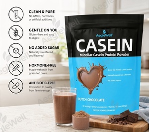 AegleWell Poudre de Protéine de Caséine Micellaire de Bovins Nourris à l'Herbe, Formule Personnalisée de Caséine à Libération Lente au Chocolat Néerlandais, Sachet Doypack - Product Image 4