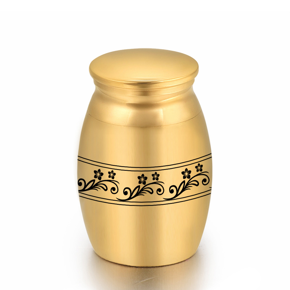 16x25 mm Cremation Urn for Ashes Pets /Human Engraved With Flowers Mini Keepsake Urn Aluminum alloy Memorial Urns