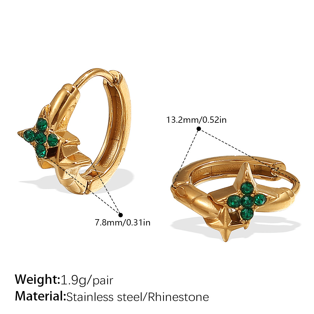 EH1087GNG Pendientes de aro de oro con diamantes verdes