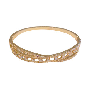 European American <b>Bangle</b> Gold <b>Silver</b> Diamond Jewelry Women's Gift Micro Insert Oval Fashion <b>Bracelet</b> - Product Image 5