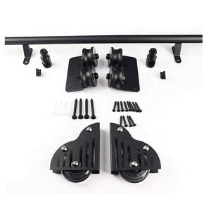 Kit de Rieles de Acero Negro Rústico WEKIS, Juego Completo de Herrajes para Puertas Corredizas de Granero para Exteriores, Incluye Soportes - Product Image 1