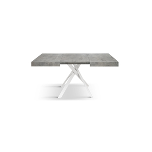Fulvio Extendable <b>Dining</b> <b>Table</b> 95 To 145 Cm Cement Grey Melamine Top <b>White</b> Crossed Legs Internal Use - Product Image 2