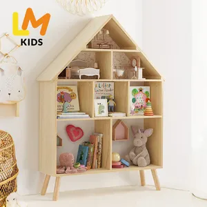 خزانة كتب LM KIDS dollhouse قابلة للتحرك مكتبة خزانة كتب مع سلم مكتبة