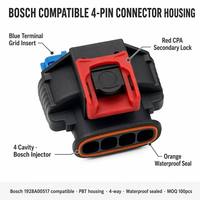 Carcasa de Conector para Inyector de Combustible Automotriz, Serie 1928, 4 Pines, Negro, PA66/PBT, Enchufe Recto Sellado a Prueba de Agua, Fabricación OEM