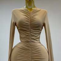 Robes de soirée élégantes et sexy à la mode, robe longue en dentelle, robes décontractées pour femmes avec manches longues