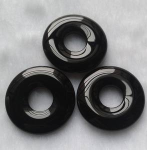 Şifalı Doğal Taş Siyah Akik Oniks Donut Toplu Değerli Taş Donut Kolye Uçları - Product Image 1