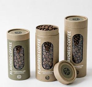 Tube à café en papier kraft écologique avec fenêtre transparente, boîte cylindrique recyclable pour le stockage des grains de café - Product Image 3