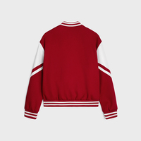 Veste de baseball en laine personnalisée pour homme, style Varsity Letterman, avec boutons-pression, chevron, manches bicolores, col côtelé, OEM MOUNTNEVE