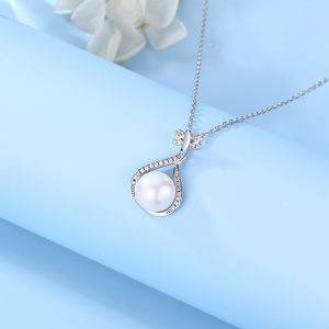 שרשרת כסף סטרלינג בסגנון וינטג לנשים 925 שרשרת כסף סטרלינג עם זרקון פנינה תליון שרשרת סיטוני - Product Image 4