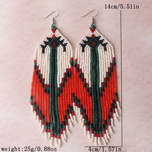 <span class=keywords><strong>Orecchini</strong></span> in Vetro Lampwork Stile Bohémien Retrò con Perline di Riso Colorate Americane, Stile Etnico Fatto a Mano con Lunghe Nappe per Donne - Product Image 6