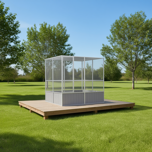 กรงนกเหล็กชุบสังกะสี 84.1x85.6x83.3 นิ้ว สีเทา สำหรับใช้งานกลางแจ้ง ทนทาน รูปทรงสี่เหลี่ยมผืนผ้า อุปกรณ์สำหรับนก - Product Image 2