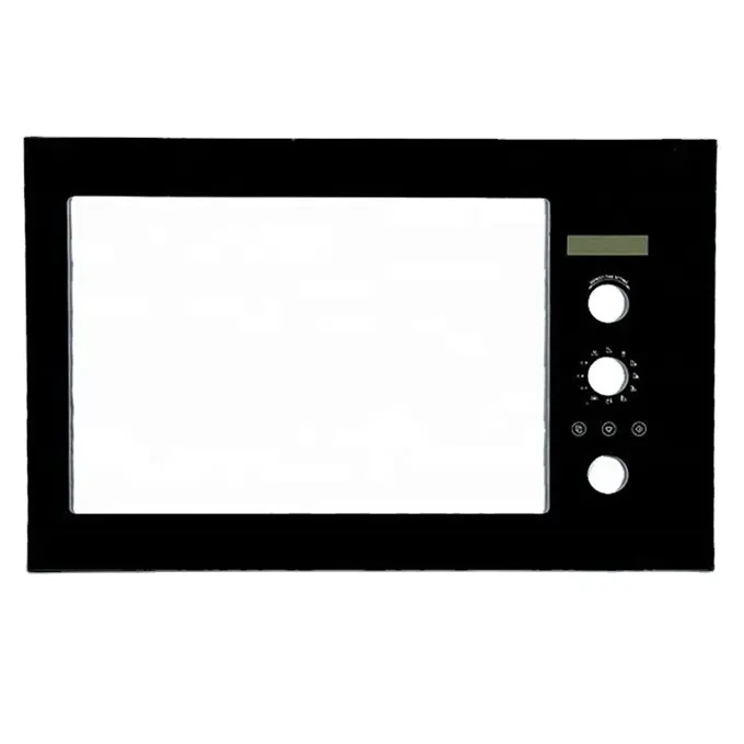 Piezas de vidrio personalizadas para horno, pantalla de seda con revestimiento negro completo, paneles de control de horno de vidrio templado para puerta de horno microondas