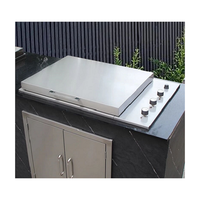 Gril à gaz de table encastré en acier inoxydable plat à 3 brûleurs argenté pour bricolage cuisine extérieure mini barbecue