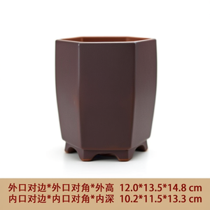 Maceta Hexagonal de Arcilla Morada de 12.0x13.5x14.8 cm con Orificio para Plantar Bonsáis - Product Image 3