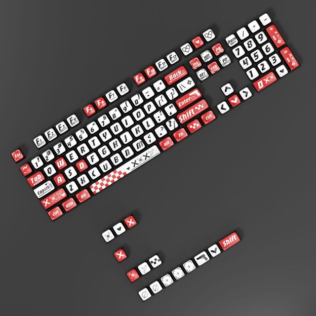 Factory Hot Theme Top Sublimation Four-sided PBT Material MDA Highly Universal Mechanical Keyboard Keycap Model 119k Red Print