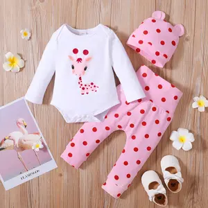 Unisex Babies Clothes New Born Printed Long-Sleeved 3 Piece Suit Baby Summer Clothes 0-18 Months
