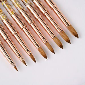 Custom Rose Gold 100% Pure Kolinsky Hair Acrylic <b>Nail</b> Art Brush Glitter Crystal Handle for <b>Nail</b> <b>Extension</b> - Product Image 4