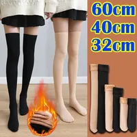 Chaussettes de compression en velours doux et épais pour femmes, chaudes pour l'hiver, en polyester, au-dessus du genou