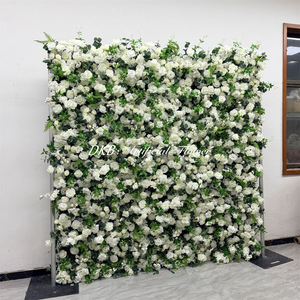 Mur de fleurs artificielles 2,4 m x 2,4 m, panneaux muraux en soie de roses, décoration de fond enroulable - Product Image 3