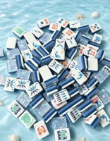 Nouvel ensemble de Mahjong américain en acrylique transparent bleu, style marin, 4 couches, portable et durable