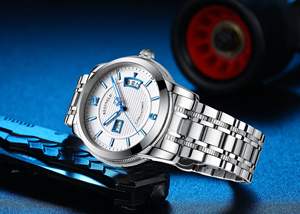 Vente en gros Montres pour hommes Montres étanches en acier inoxydable à double calendrier Montres d'affaires et de sport à quartz pour hommes - Product Image 6