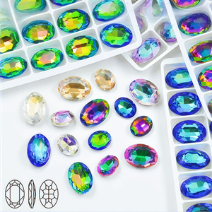Diamantes elípticos K9 con base puntiaguda para joyería DIY, diamantes de agua de alta gama, diamantes con revestimiento de color al por mayor - Product Image 1