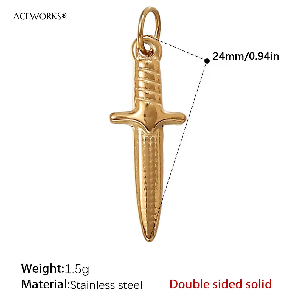 Pj439g double-sided Dagger/Crossed Sword pendant