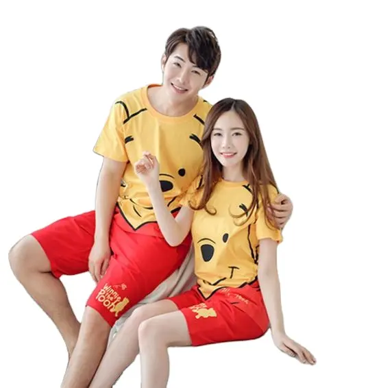 Couple's short-sleeved pajamas thin milk silk student pajamas women's men's home wear sleepwear set