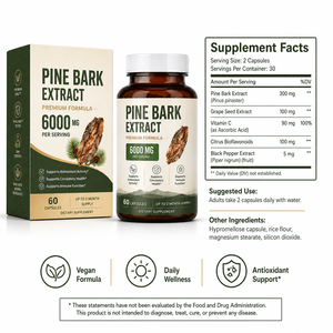 Cápsulas de Extracto de Corteza de Pino al por Mayor 6000mg con Extracto de <span class=keywords><strong>Pinus</strong></span> <span class=keywords><strong>Pinaster</strong></span> y Semilla de Uva, Suplemento Antioxidante, OEM - Product Image 6