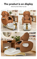 Fauteuil de pédicure réglable en fibre de verre gris, design moderne et luxueux, sans tuyauterie, pour spa