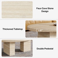 Table basse ovale 45.28 "pour salon, grande table basse moderne, table centrale tout en bois avec pieds de piédestal asymétriques
