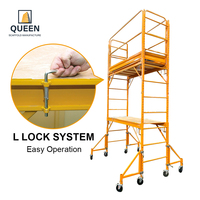 LYQUEEN Tour d'échafaudage de style Baker de 12 pieds, plateforme carrée Maxi, fixation améliorée, roulettes, capacité de charge de 750 lb, revêtement en poudre antirouille