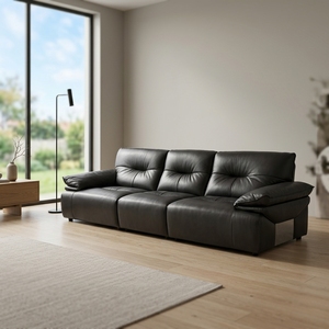 KMJ Minimalist Lüks Deri Kanepe Modern Premium Oturma Odası Mobilyası Köşe Koltuk Takımı 3 Kişilik Yatarlı Kanepe - Product Image 3