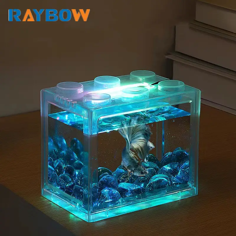 Good quality detachable mini farming tanks plastic fish tank plants lights salt water aquarium fish tank