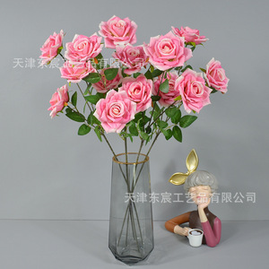 ดอกกุหลาบประดิษฐ์สีเหลืองจาก Dongchen Crafts ดอกไม้ผ้าไหมสำหรับตกแต่งสวน แจกันบ้าน และงานแต่งงาน - Product Image 2